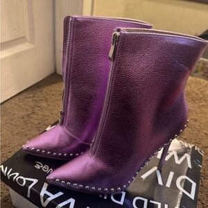Purple Studded Ankle Boots